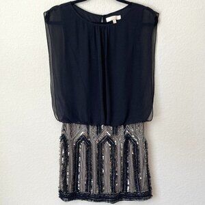 Aidan Mattox Blouson Chiffon Beaded Sequin Formal Event Dress